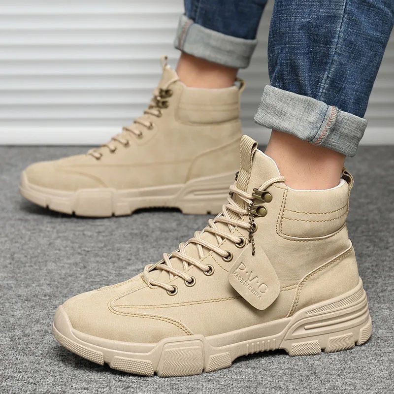 

Whoholl Men Tactical Military Army Boots Breathable Leather Mesh High Top Casual Desert Work Shoes Mens SWAT Ankle Combat Boot