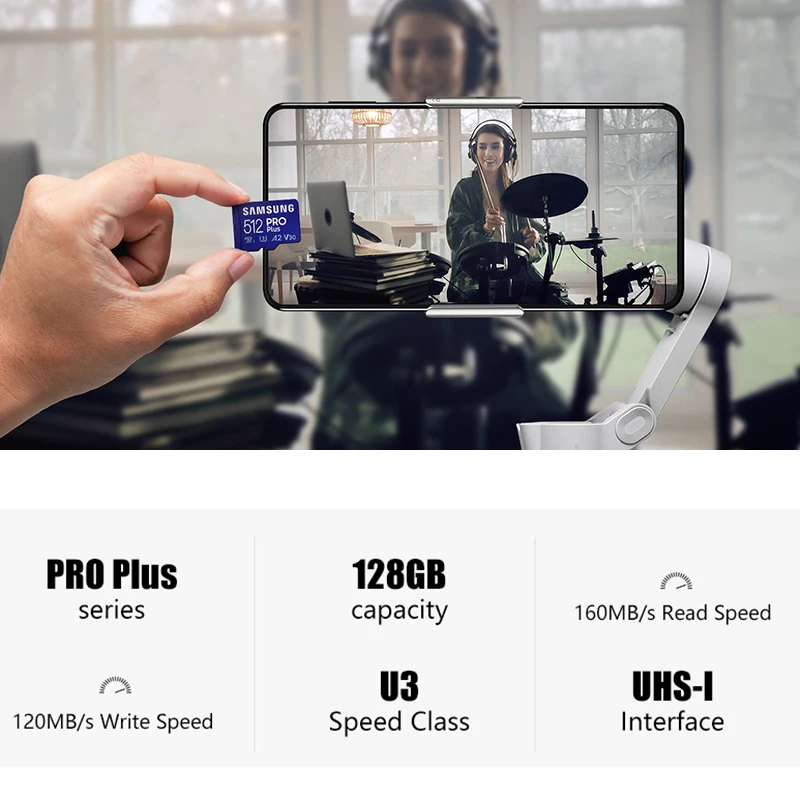SAMSUNG карта памяти PRO Plus MicroSD 128 ГБ 256 512 Гб 160 МБ/с./с C10 U3 V30 Microsd Micro SD SDXC 2021 Новинка |
