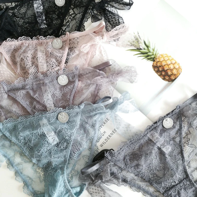 

Women's Sexy Underwear Lace Panties One Piece Seamless Panties Hollow Out Underpants Female Briefs Low Waist Lace Up Underwear