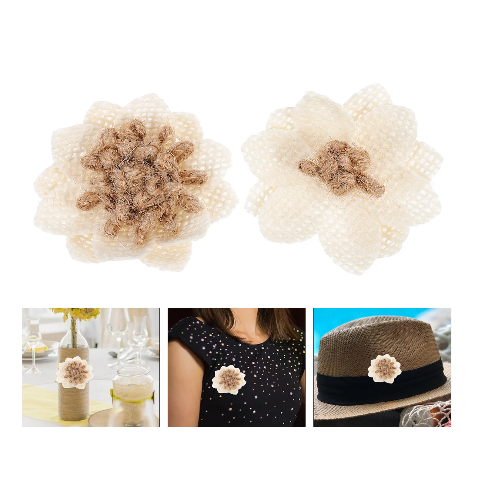 

12Pcs Burlap Flower Rustic Flower for DIY Craft Bouquets Home Wedding Christmas Party Decoration