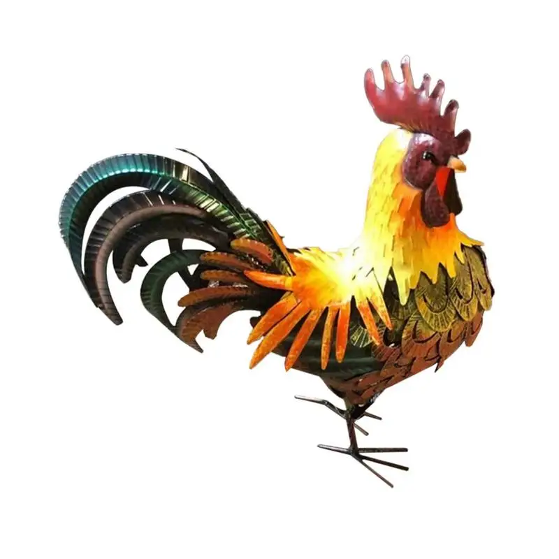 

Metal Rooster Yard Art Colorful Chicken Hen Statues Iron Cast Garden Statues Outdoor Rooster Rooster Sculptures & Statues