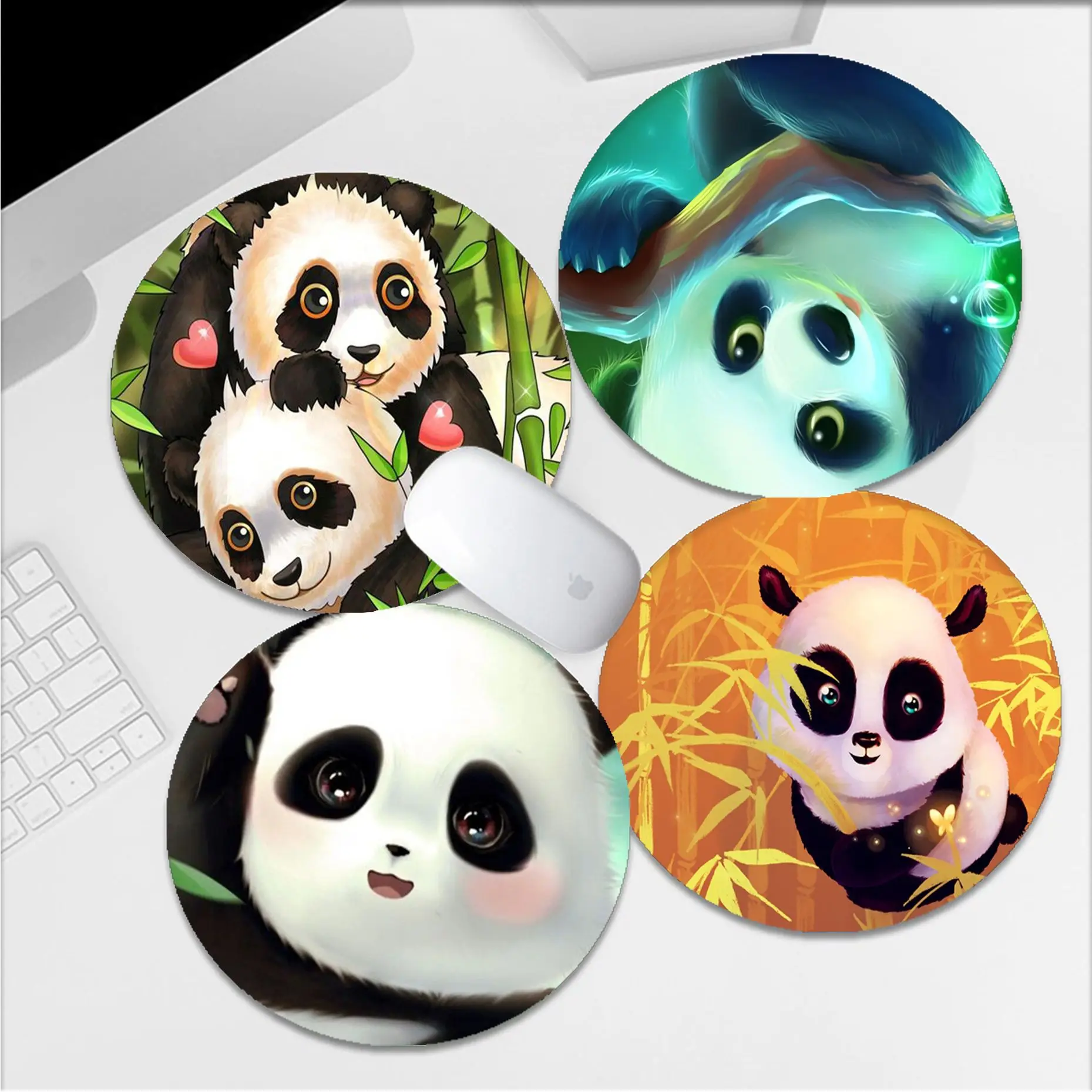 

Panda Cute Small Round Cabinet Gaming Laptop Computer Desk Mat Office Notbook Mouse Pad Mouse Mat Desktop Mat