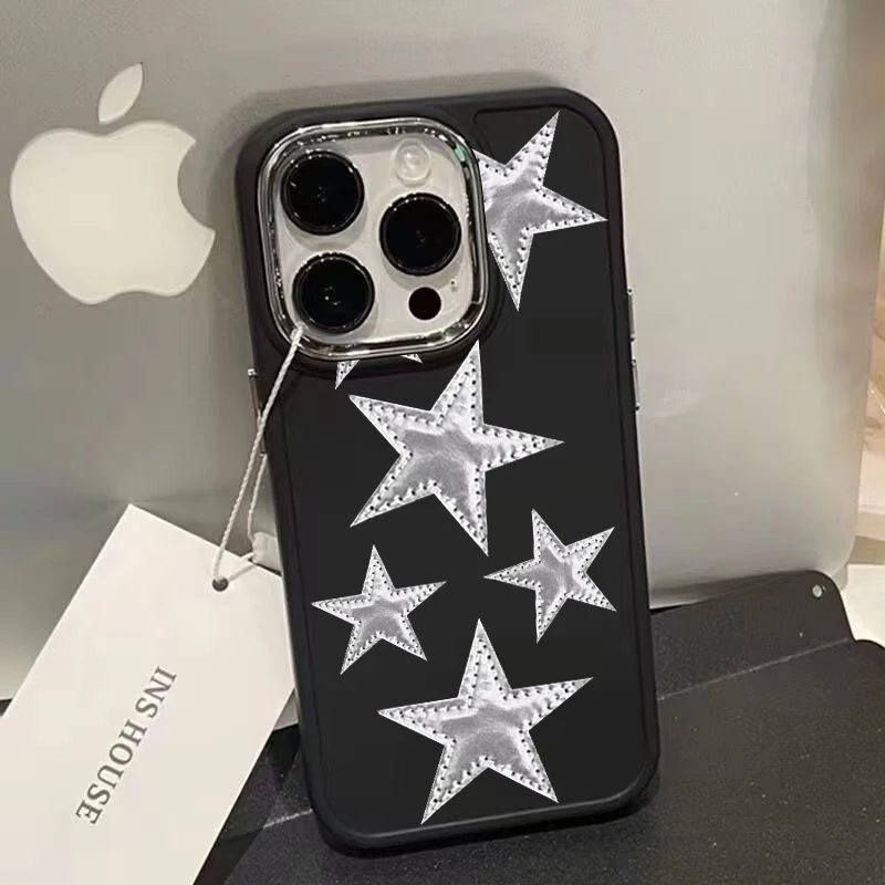 Чехол для телефона в стиле панк с пятиконечными звездами iPhone 15 14 13 12 11 Pro Max Mini X XR 7 8