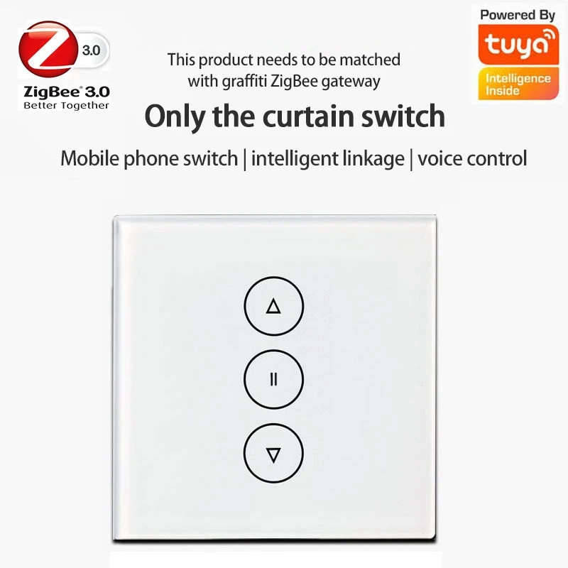 

Tuya ZigBee 3.0 Curtain Blinds Switch Remote For Roller Shutter Timing Function With Google Home Alexa Voice Control Automation