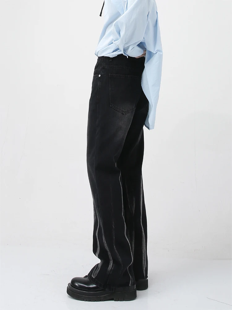 Men's Baggy Jeans Y2K Pants Patchwork Design High Street Vibe Style Micro-Flare Casual Jeans Ins Hot Sale Patchwork Jeans Denim