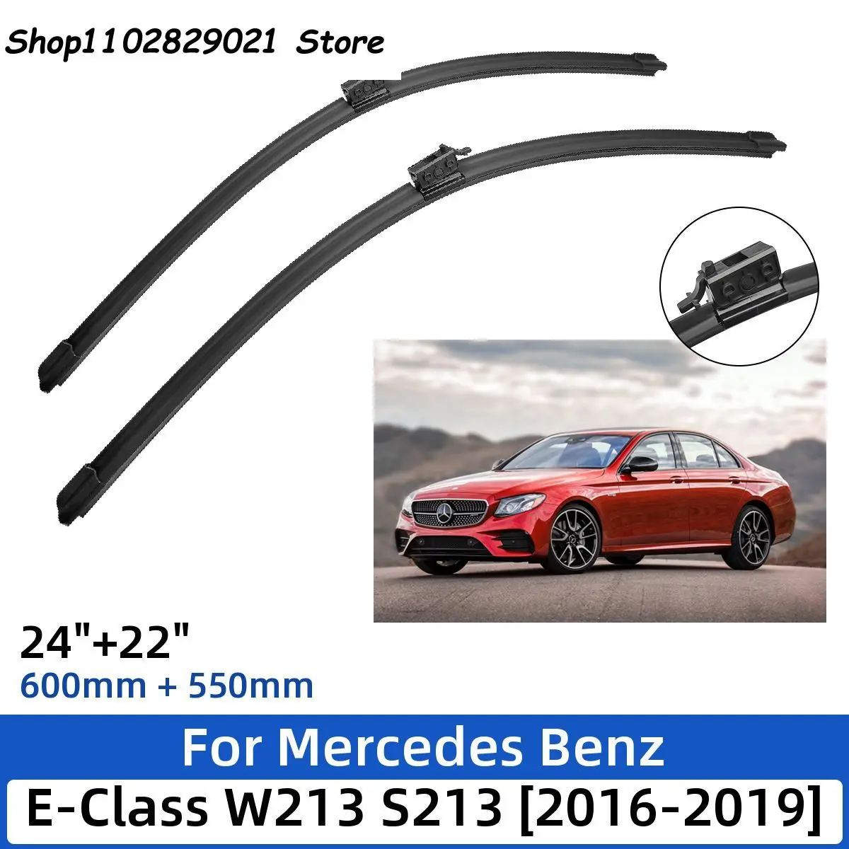 

2PCS For Mercedes Benz E-Class W213 S213 2016-2019 24"+22" Front Wiper Blades Windshield Windscreen Window Cutter Accessories