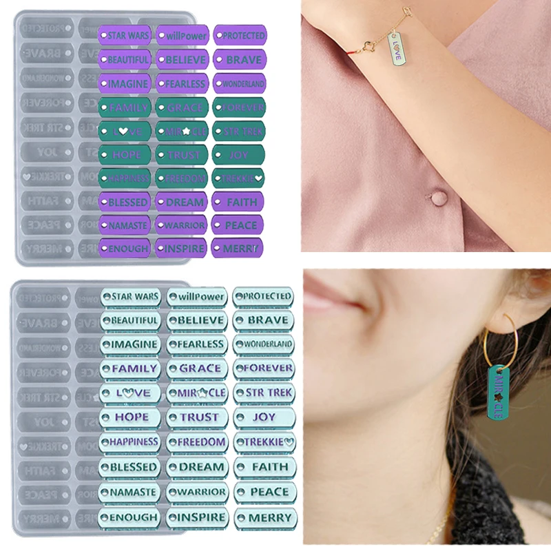 

DIY Inspirational English Letters Silicone Resin Mold Handmade Charms Pendant Bracelet Earrings Jewelry Epoxy Resin Mould