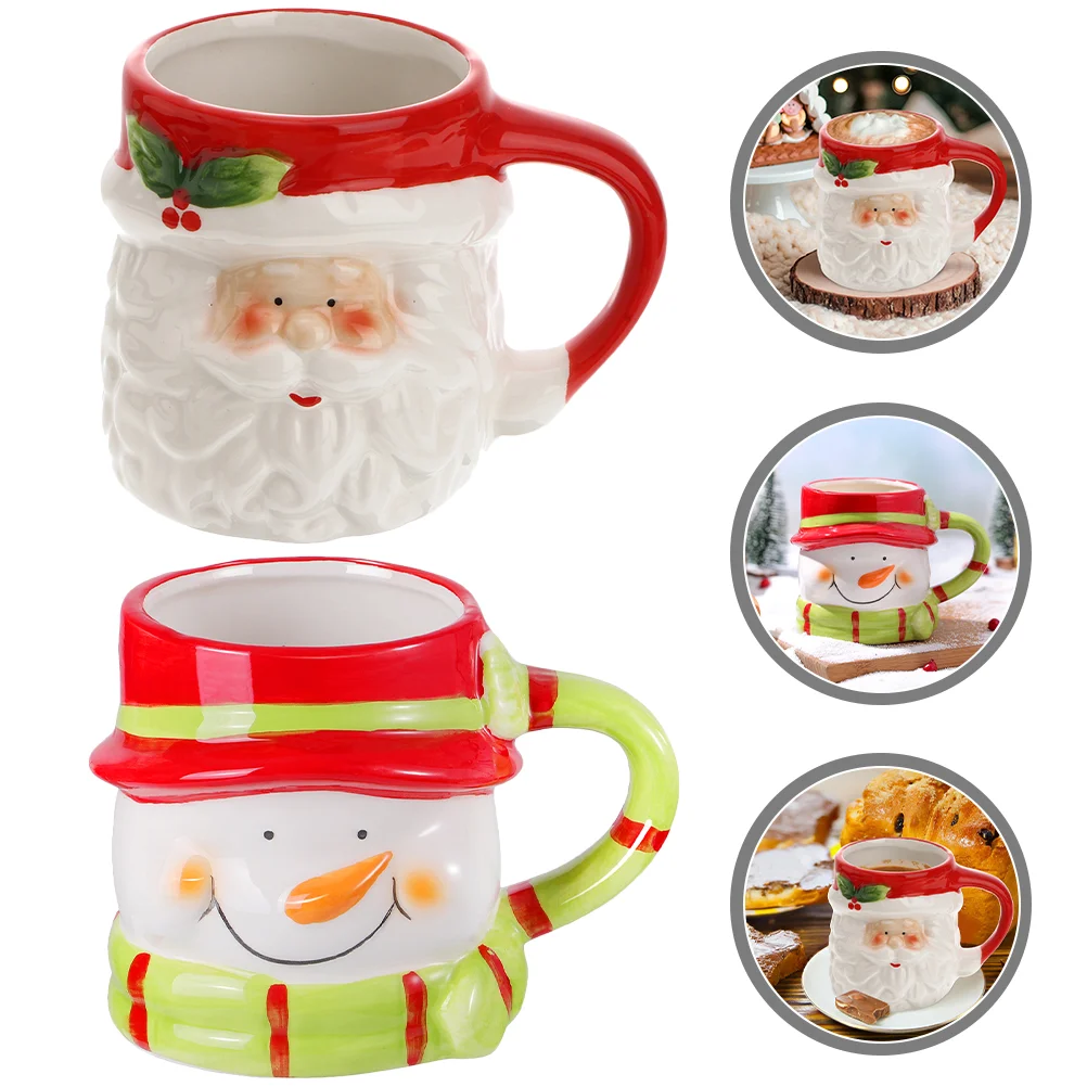 Christmas Mug Mugs Coffee Cup Ceramic Santa Snowman Tea Cups Water Latte Funny Espresso Beveragedrinking Travel Festival Set