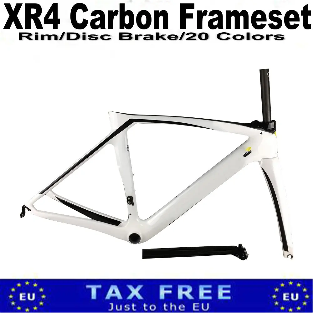 

T1000 RIM Disc Brake Carbon Frame XR4 White Glossy Carbon Road Bike Frameset size 50cm 53cm 55cm 57cm