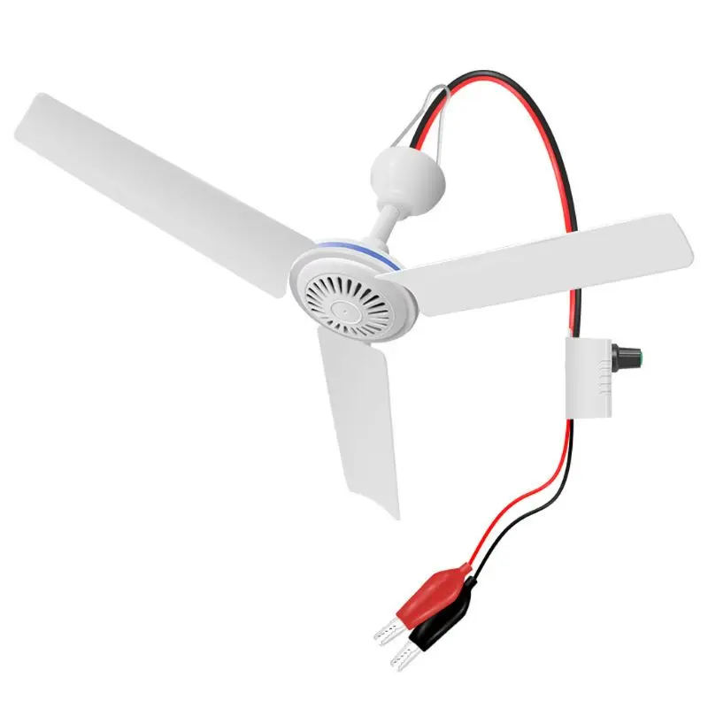 

12V-85V 19.6" 6W Ceiling Fan Air Cooling Adjustable Speed Hanging Fan for Bed Home Camping Outdoor Tent Barbecue L21D