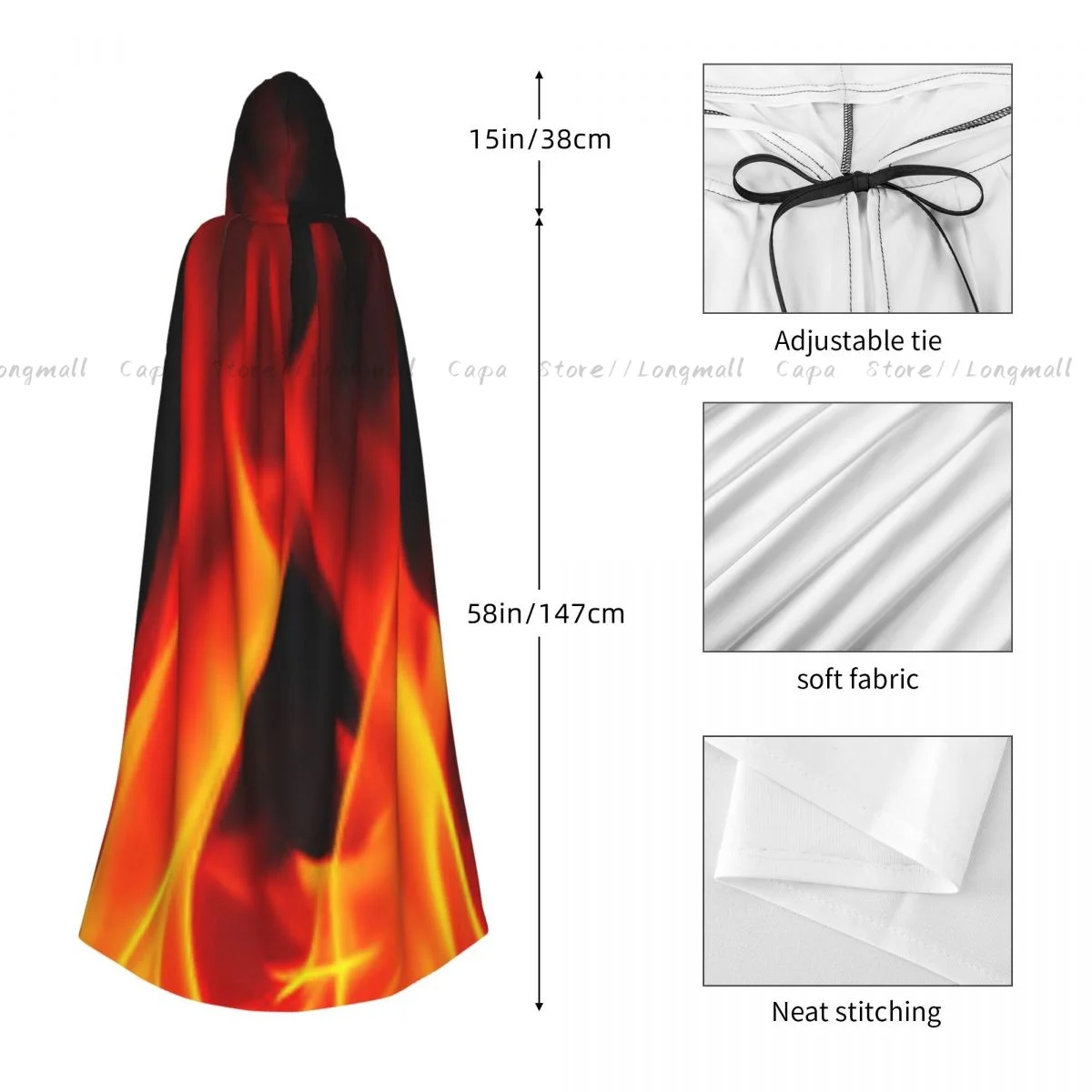 Плащ ведьмы Hellfire фон Хэллоуин косплей костюм унисекс плащ для взрослых ретро