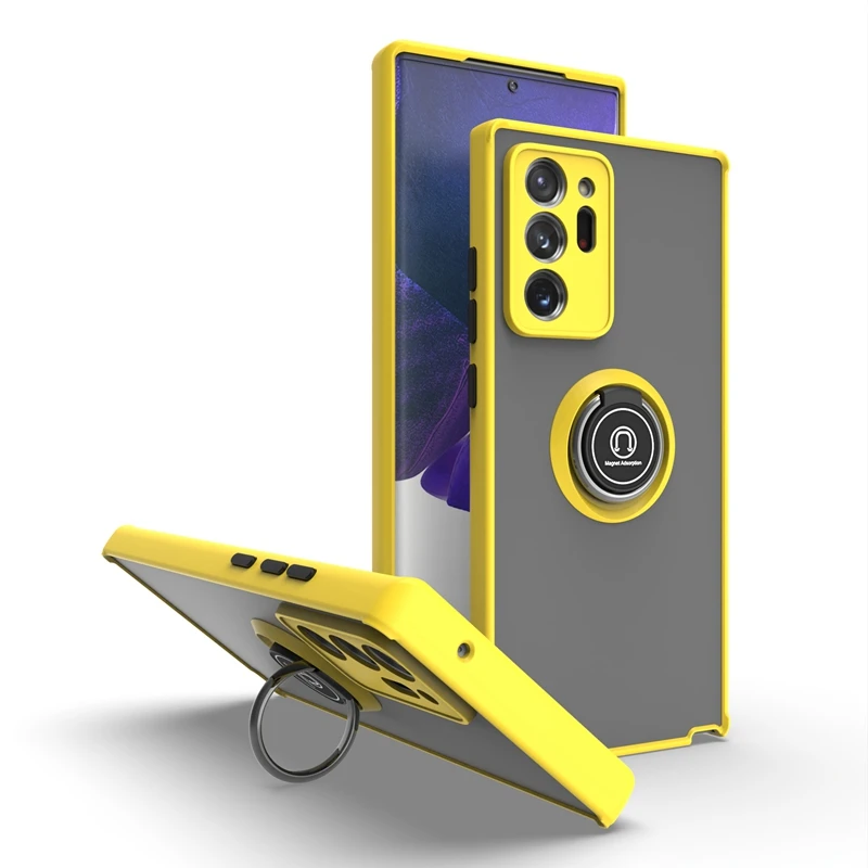 

Противоударный чехол для телефона Samsung Galaxy S8 S9 S10 Note 8 9 10 23 PLUS LITE ULTRA S10E, модный матовый чехол с магнитным кольцом и подставкой