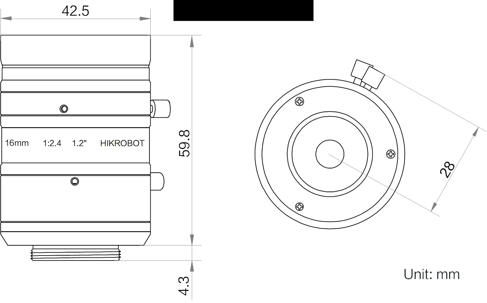 Фотообъектив с фиксированным фокусным расстоянием 16 мм 1 2 дюйма 25 миллионов