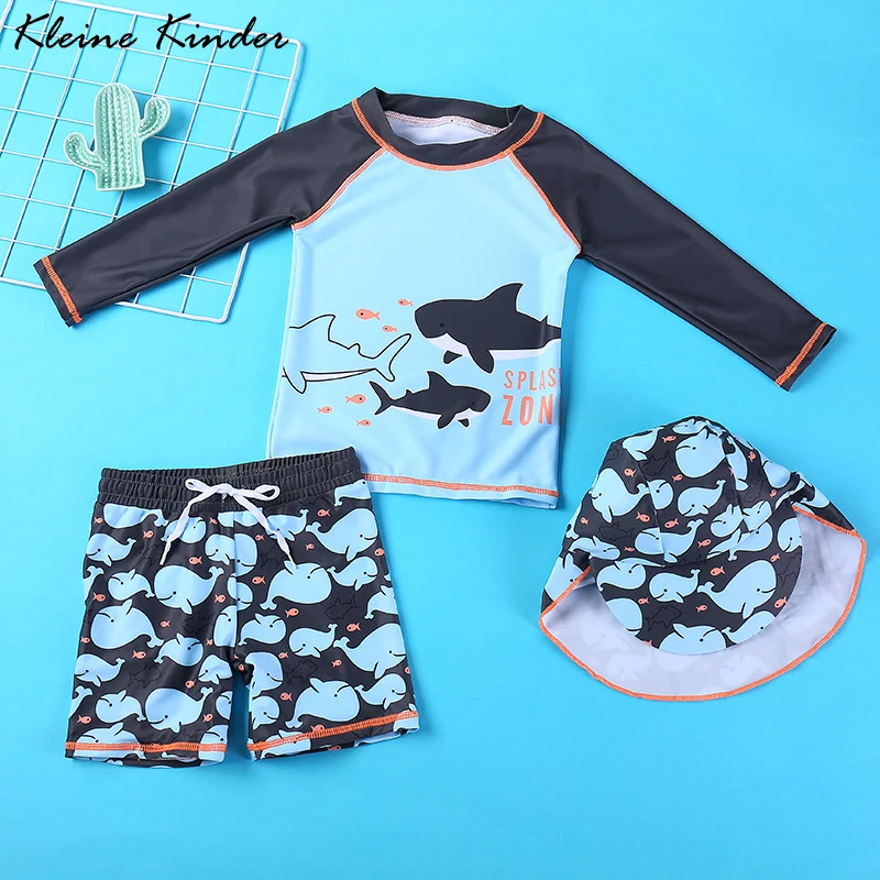 

Swimsuit Boy Shark Print Children's Beach Pool Clothes Long Sleeve Rash Guard Kids Swimwear for Boys Bathing Suit Toddler Child