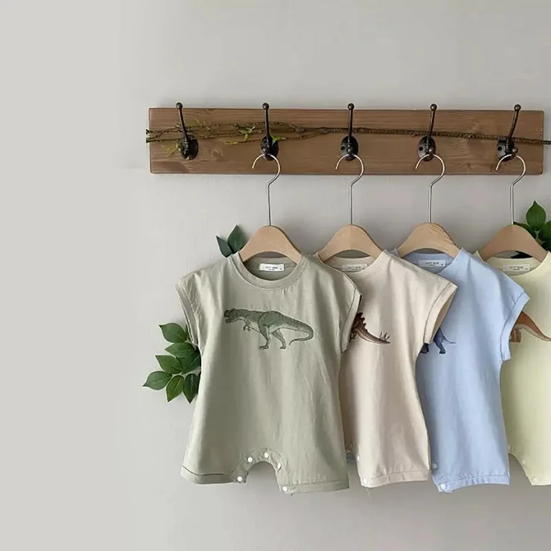 

2022 Summer New Baby Cotton Romper Triangle Jumpsuit Baby Print Short-Sleeved Rompers Thin