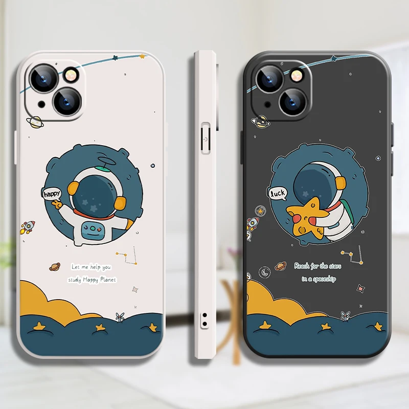 

Cartoon Astronaut Phone Case For iPhone 13 Mini 11 13 8 Plus Xr SE 2020 12 6 6s Max Pro Mini X Xs 7 7P Flvy Funda Flip Taser
