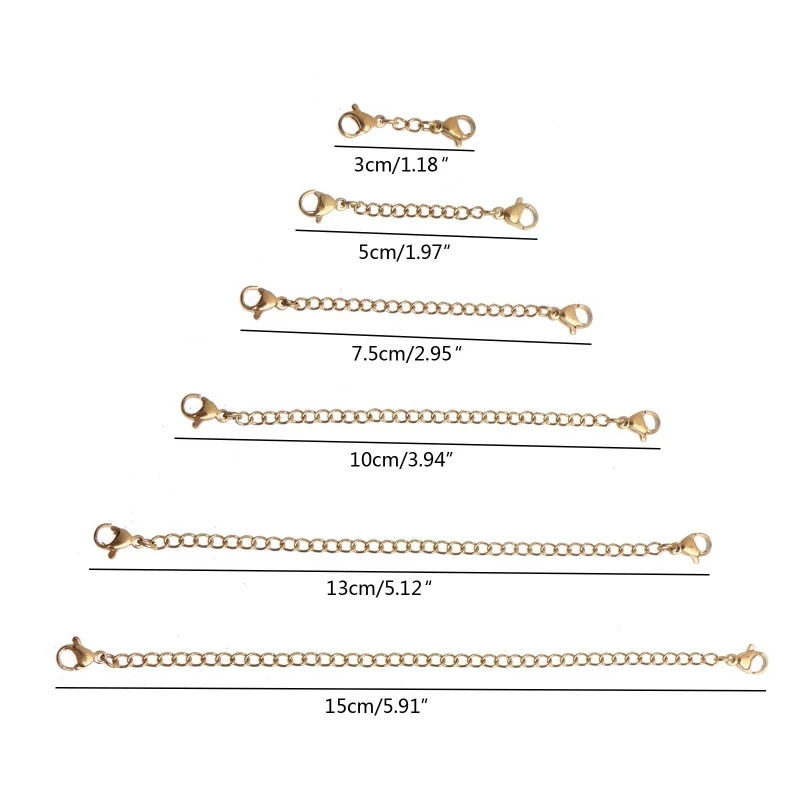

95AB 12Pieces/set Chain Extender for Jewelry Making Tail Extender Chain for DIY Jewelry with Lobster Clasps Closures