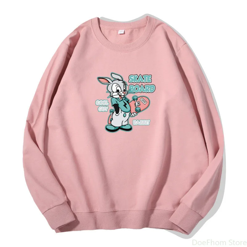 

Spring Women Clothes Hoodies Fashion Cartoon Cute Rabbit Print Sweatshirt Girl Cotton Pullover Long Sleeve Tops