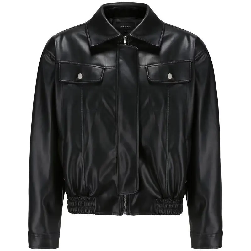 Мужская куртка из искусственной кожи в японском стиле Харадзюку мотоциклетные