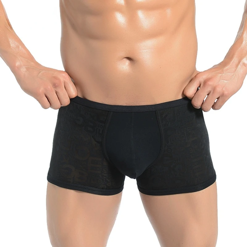 

Holelong Men's Modal Boxer Shorts Male U Convex Big Bag Dark Pattern Personality Mesh Breathable Boxer Briefs