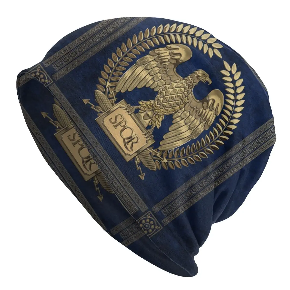 

Winter Warm Men Women Knitting Hat Unisex Adult Roman Empire Gold Imperial Eagle Skullies Beanies Caps Rome SPQR Bonnet Hats 1
