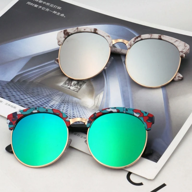 

Детские солнцезащитные очки, Красочные Зеркальные модные классические ретро милые Солнцезащитные очки для мальчиков, круглые очки UV400