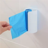 wall mounted nail free plastic garbage bag holder creative trash bag storage box cotton pad container home kitchen bathroom