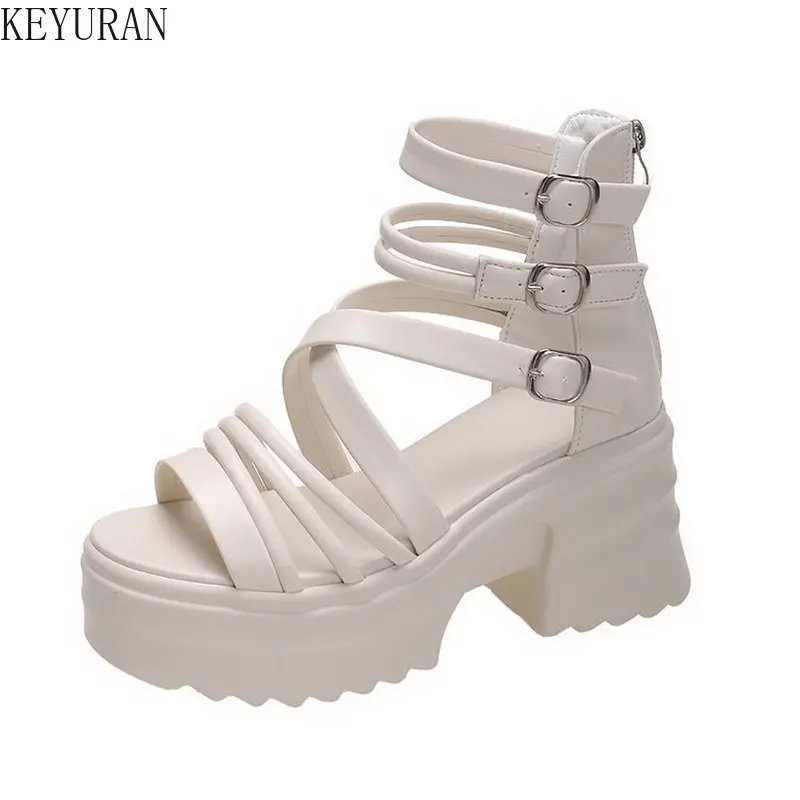 

Platform Sandals Women Fashion Ankle Strap Chunky Heel Wedges Shoes for Women 2023 New Summer Thick Bottom Gladiator Shoes Woman