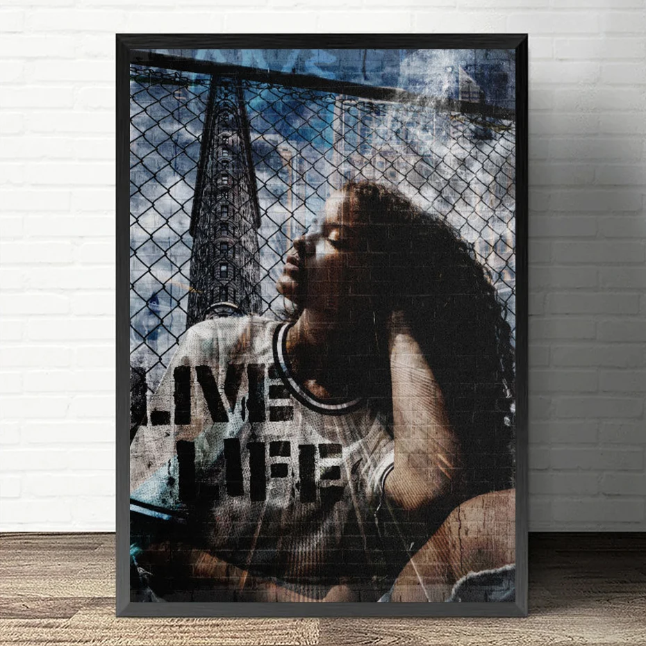 

Luxury Sexy Girl Posters and Prints Pet Tiger Creative Wall Art Canvas Painting Live Life Ponder Pictures for Living Room Decor
