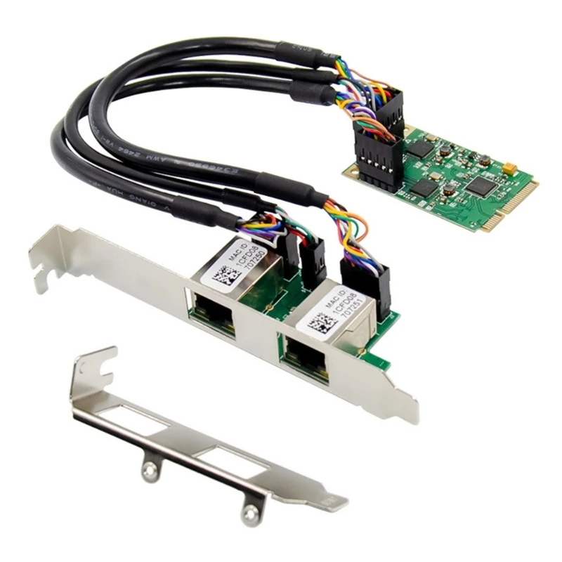 

Мини PCI-E Ethernet RJ45 LAN адаптер с двумя портами RTL8111F 1000 Мб