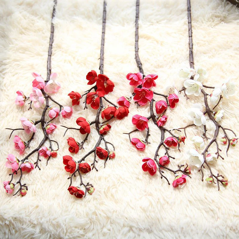 

White Pink Rose Red Chinese Plum Simulation Flower Christmas Home Wedding Birthday Party Decor Cherry Blossoms Fake Flower