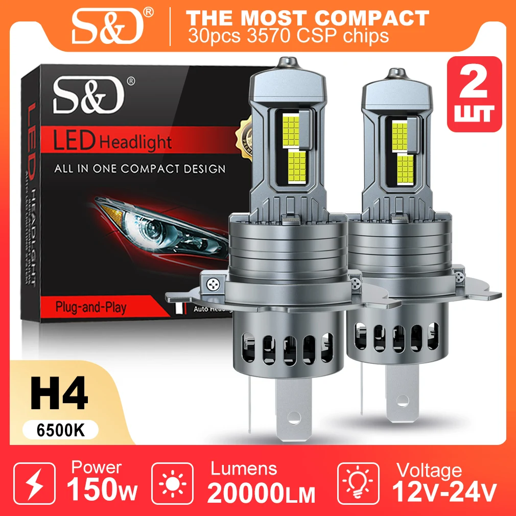 

20000LM H4 светодиодные лампы для фар 9003 HB2 дальнего ближнего света Canbus H7 светодиодные супер яркие 12 В 6500 К мотоциклетные авто фары