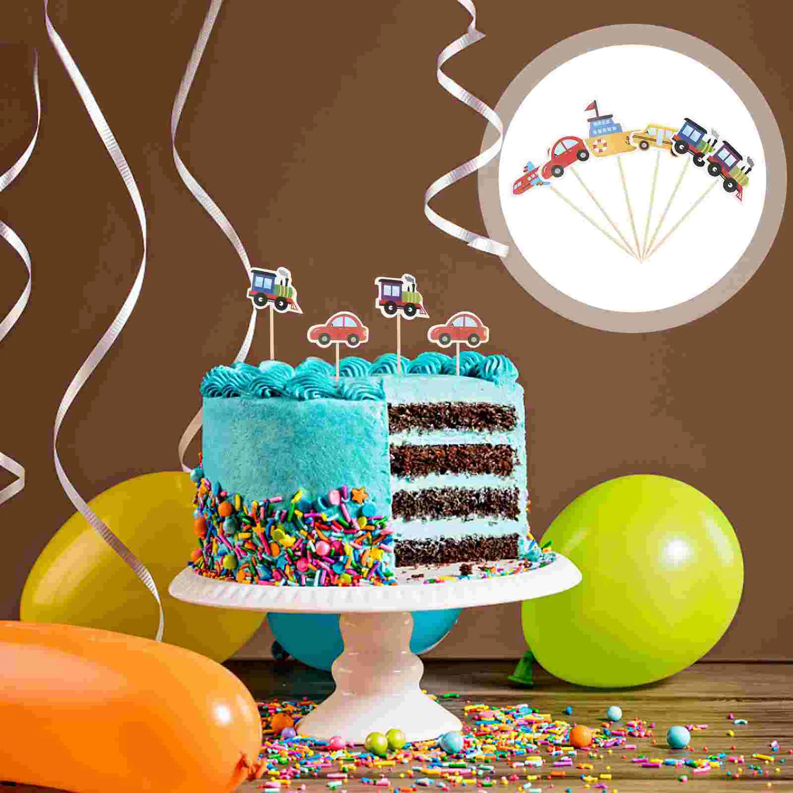 

40 Pcs Birthday Cake Picks Party Cake Toothpick Birthday Party Supply Dessert Topper Train Dessert Inserts Cake Picks
