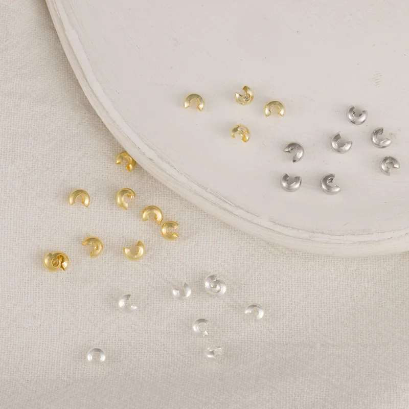 Open Crimp Covers End Beads Stopper Spacer 3mm 4mm 5mm Gold and Silver Color Plated Copper Jewellery Findings Diy Making Suppli