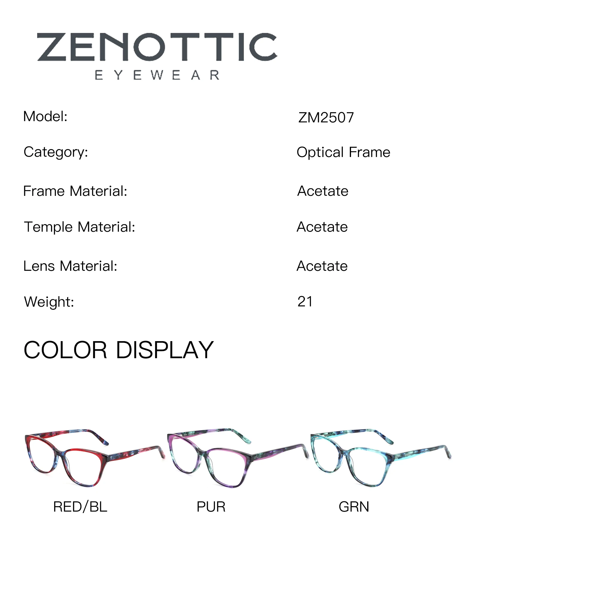 Фото Женские очки ZENOTTIC с прогрессивными мультифокальными линзами из ацетата ручной работы, фотохромные, с защитой от синего света, по рецепту №2