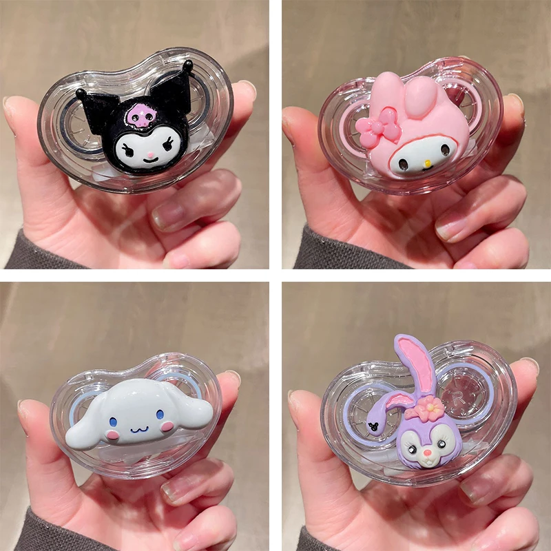 

Прозрачные контактные линзы чехол Kawaii Kuromi Hello Kitty Cinnamoroll без Твиста, портативная цветная коробка для хранения контактных линз