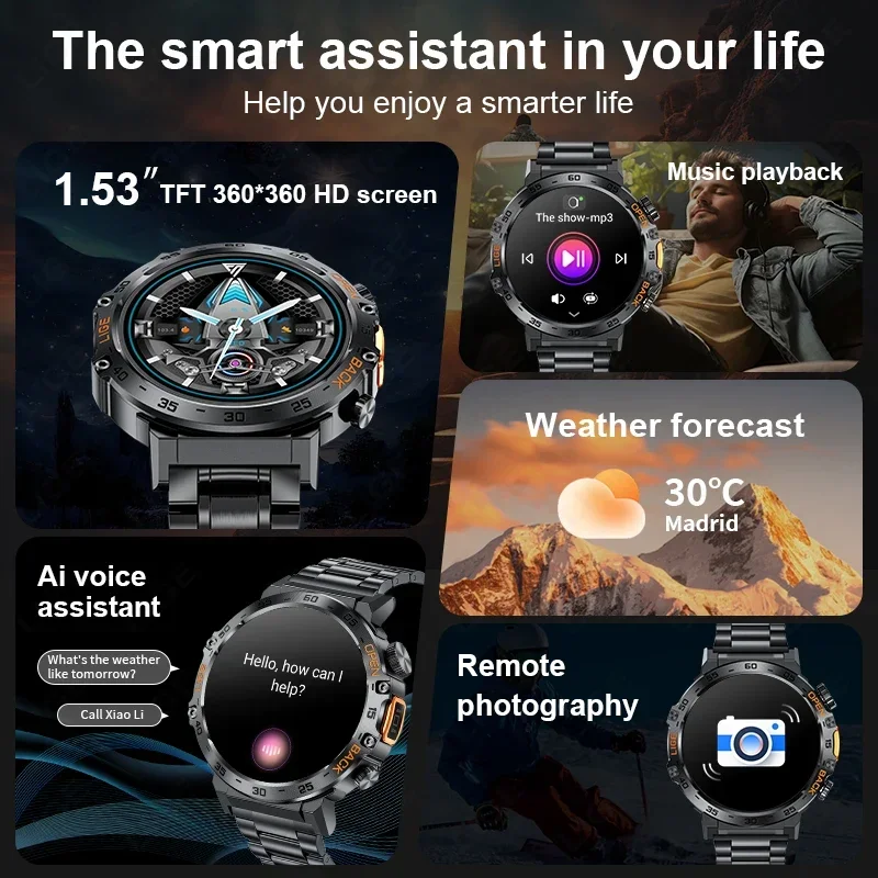 Xiaomi 2026 часы умные часы 360*360 AMOLED HD экран водостойкий спортивный фитнес-фонарик новые мужские умные часы для Andrio IOS (art.: 3920d202fa261) - 3920d202fa261