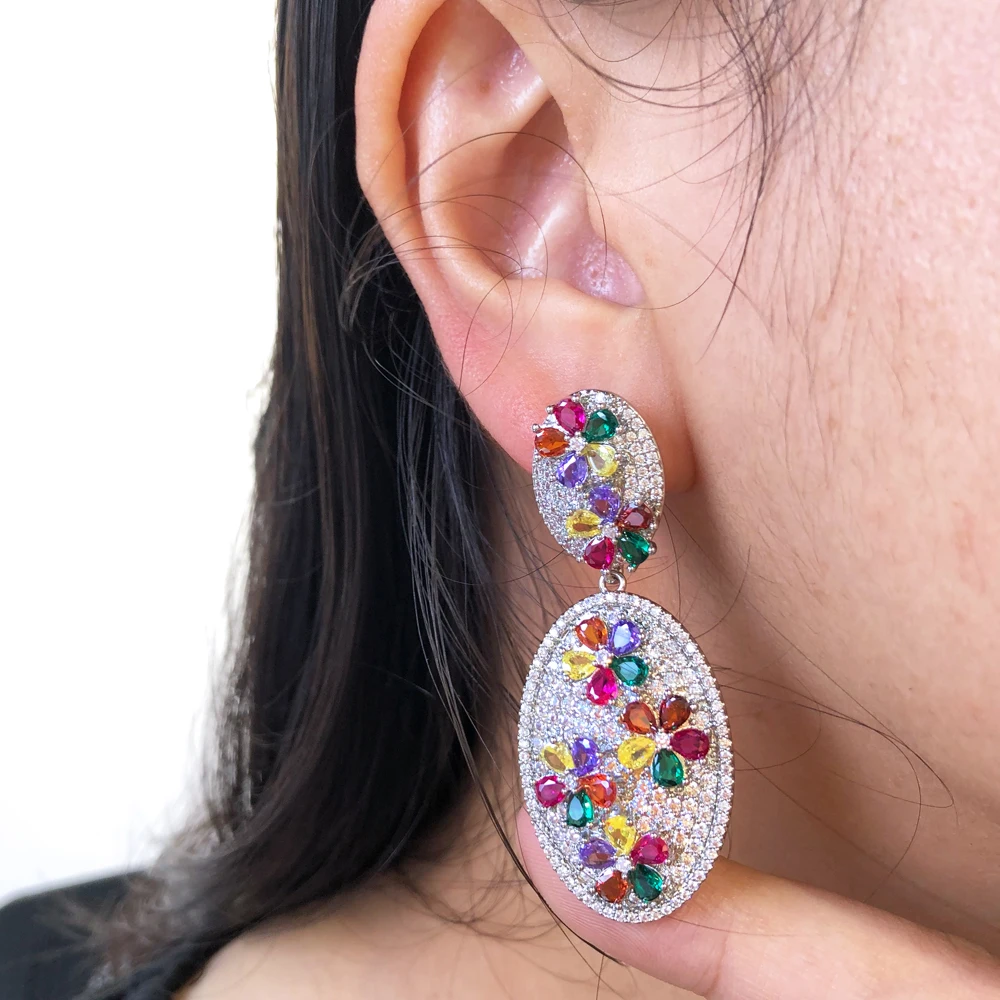 Женские свадебные серьги GODKI новые роскошные в африканском стиле с цветами