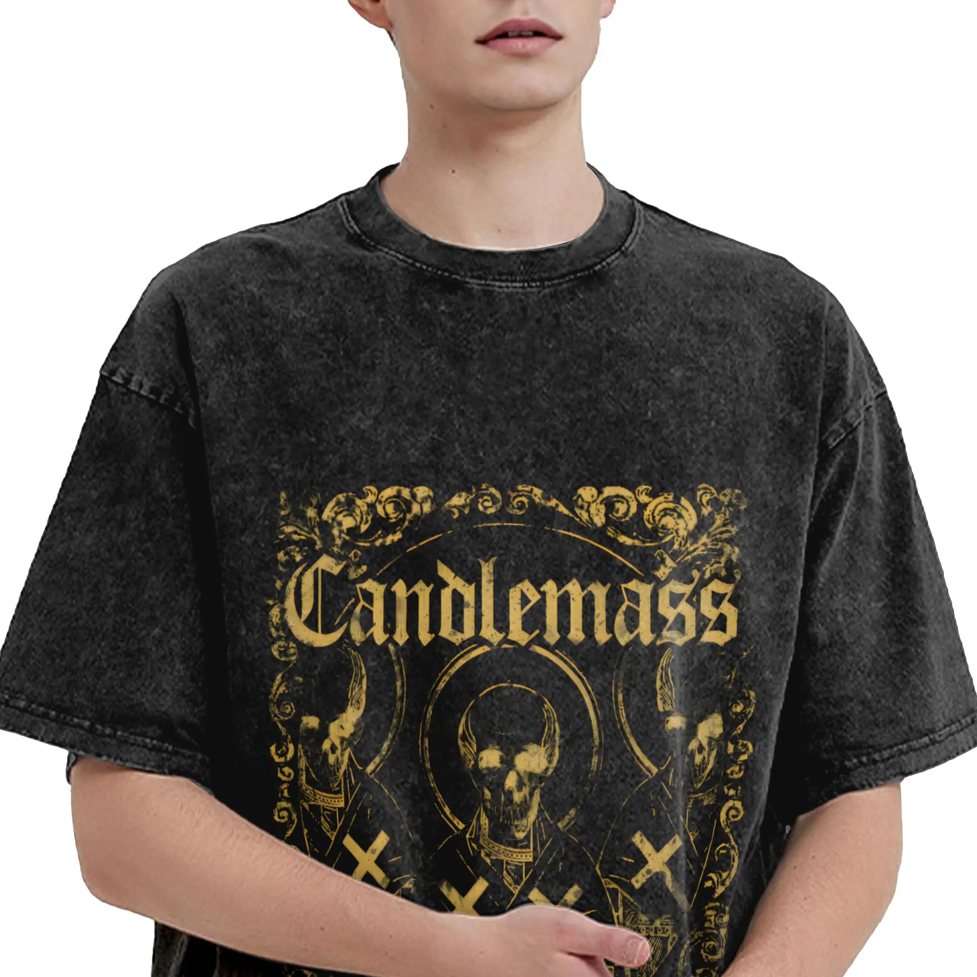 Фото Мужские и женские футболки Candlemass Death Washed, летние футболки в стиле хипстер, винтажный дизайн, повседневная одежда, горячая распродажа №4