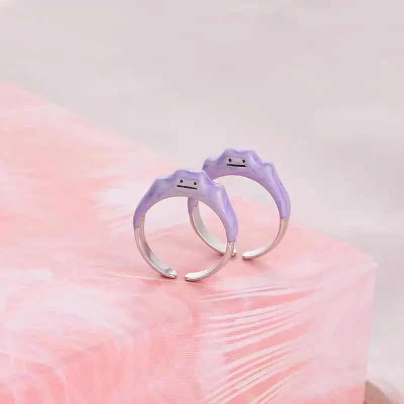 

2021 New Purple Cute Smiley Monster Ring Cartoon Couple's Adjustable Ring Opening Wedding Jewelry
