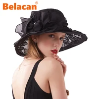church hats for women black sexy floral crown british vintage style organza fascinator sun hats women party dance hair accessory