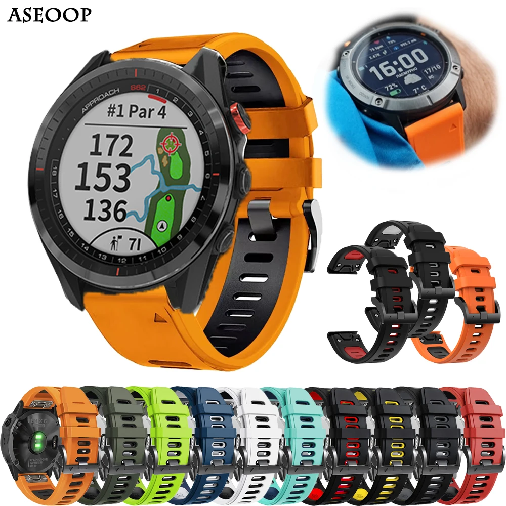 

Силиконовый ремешок для наручных часов Garmin 26 мм 22 мм Fenix 7X 7 6X 6 Pro 5X 5Plus Epix Широкие ремешки 935 955, быстросъемный браслет