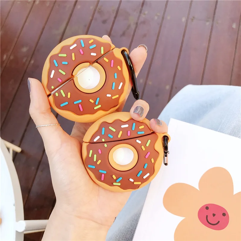 

3D Brown Donut Silicone Case for AirPods Pro2 Airpod Pro 1 2 3 Bluetooth Earbuds Charging Box Protective Earphone Case Cover