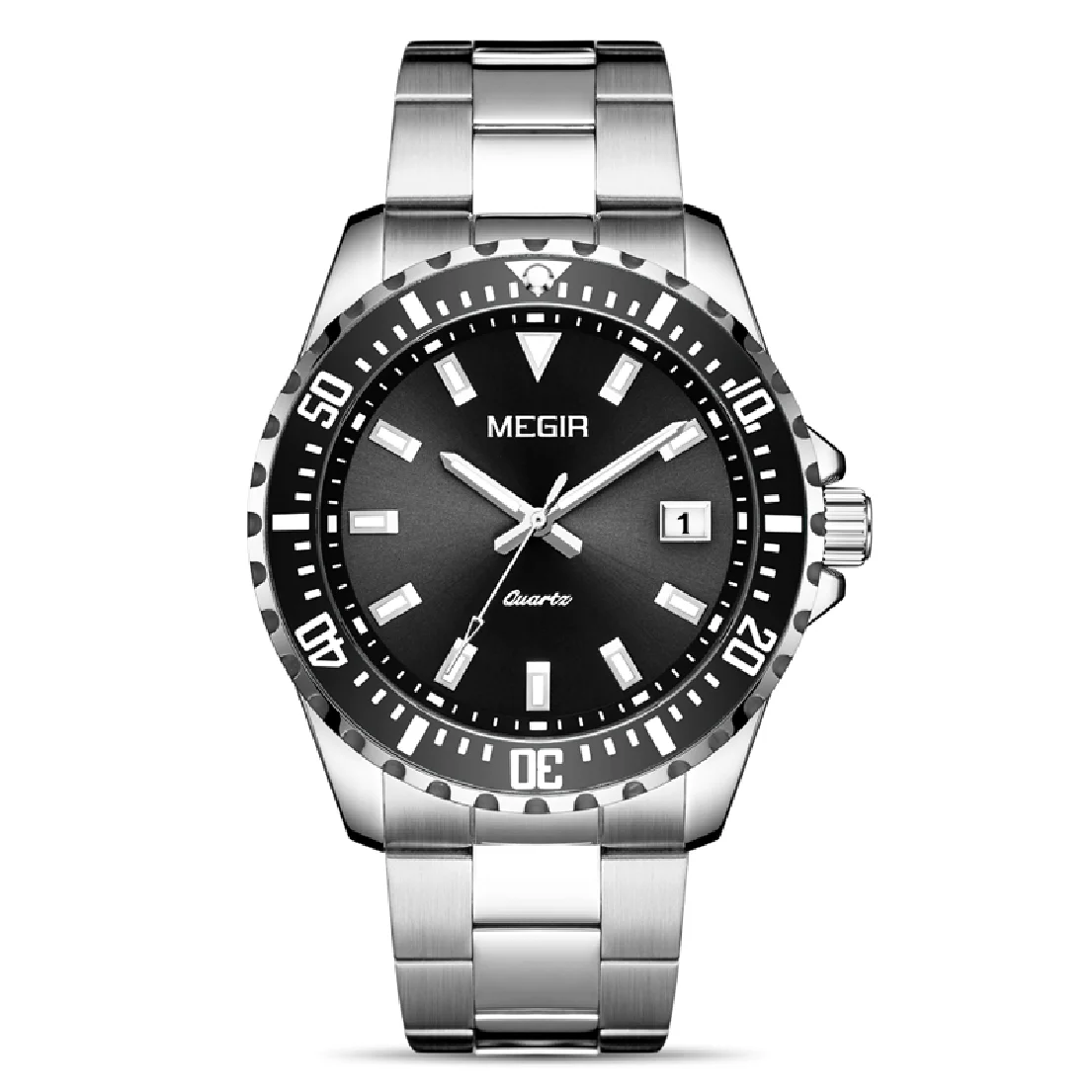 

BAOGELA Chronograph Quartz Watches Stainless Steel Waterproof Lumious Analogue 24-Hour Wristwatch Man 2064 Green