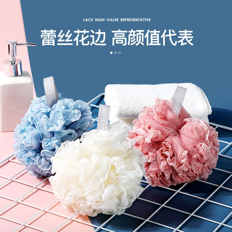 

Large PE Net Bath Ball Shower Ball 60g Lace Bath Ball Scrub Back Bath Flower Body Scrubber Bathroom Accessories