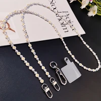 mobile phone lanyard crossbody hanging chain pearl love pendant hanging neck detachable belt buckle phone case clip universal