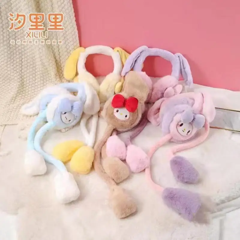 

Cartoon Sanrioed Minisoed My Melody Kittys Cat Kawaii Plush Ear Warmer Ins Girl Heart Winter Cold Warm Earmuffs Festival Gifts