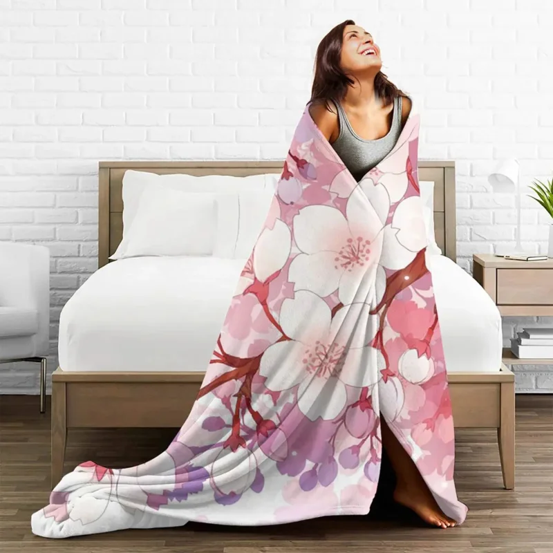 Цветение Сакура фланелевые одеяла с цветами дерева вишневые цветы забавные