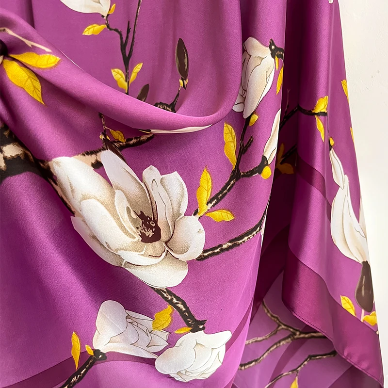 2024 Новый шелковый шарф 110x110 см роскошный брендовый дизайнерский женский модный