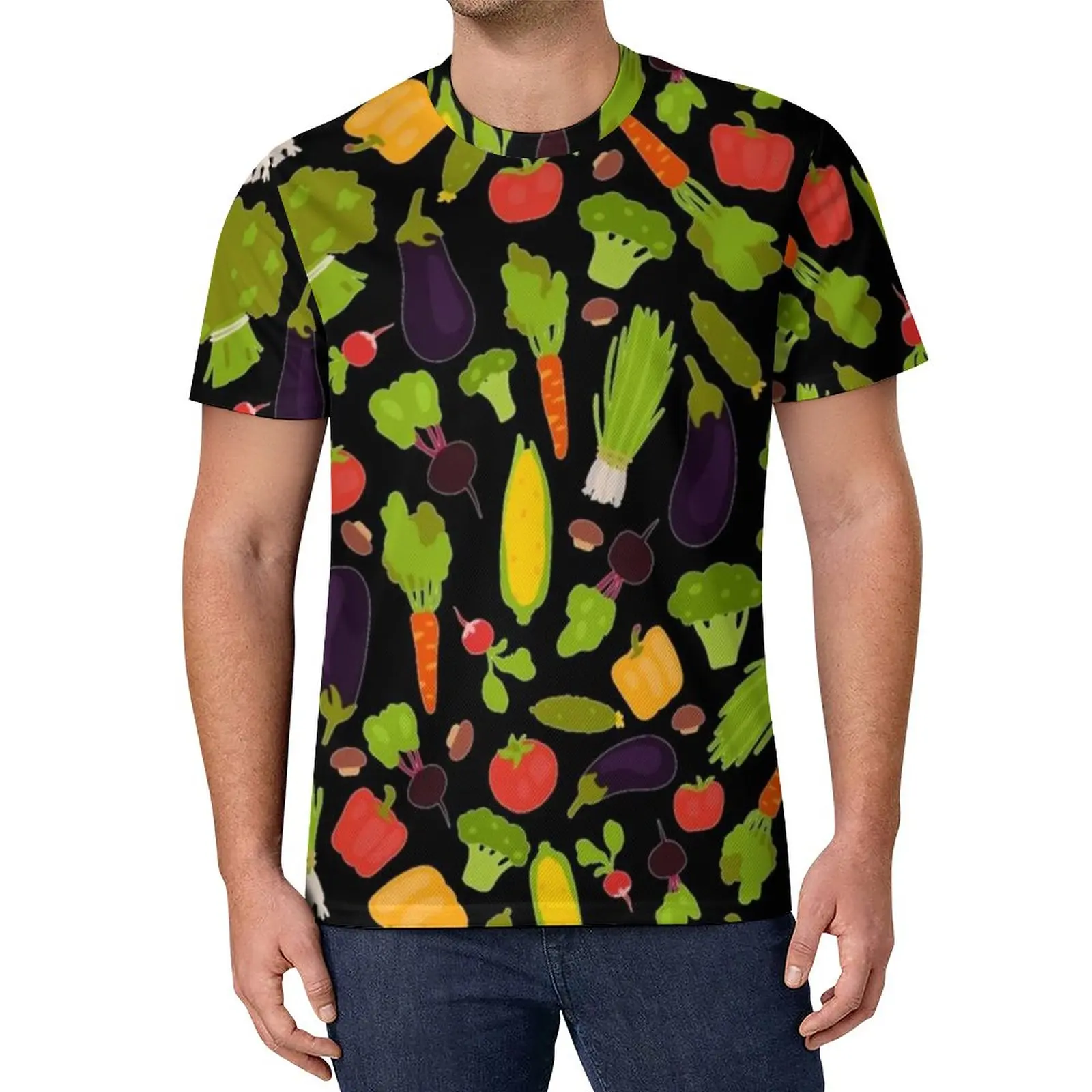 

Футболка с изображением вегетарианского дня, футболки с изображением овощей, трендовая футболка, мужские топы с узором, футболки 4XL, 5XL, 6XL